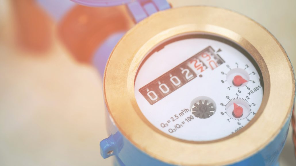 Consumo energetico industria Quadrante di un misuratore per il consumo elettrico in primo piano